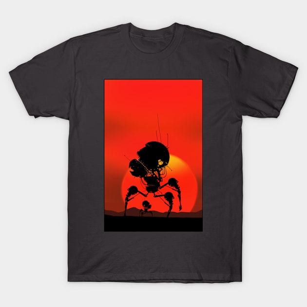 robot in red sunset T-Shirt by Richtoon